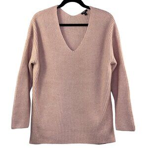 Express London V-Neck Knit Sweater Rose Pink Size M